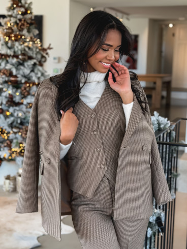 Blazer à carreaux Imma - Chocolat