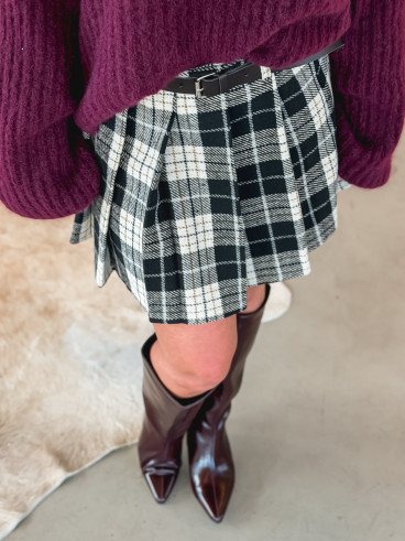 Jupe à carreaux Janny - Noir