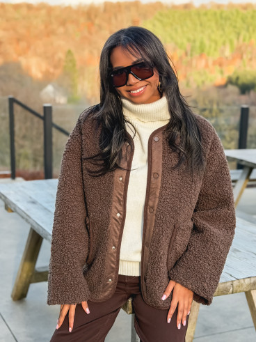 Veste en teddy Lyria - Chocolat