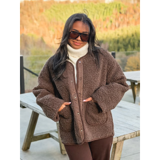 Veste en teddy Lyria - Chocolat