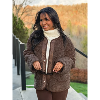 Veste en teddy Lyria - Chocolat