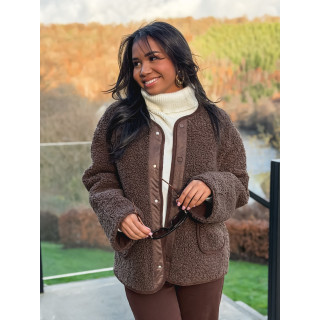 Veste en teddy Lyria - Chocolat
