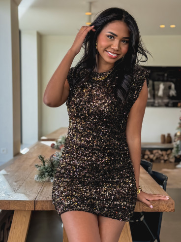 Robe à sequins Lina - Chocolat