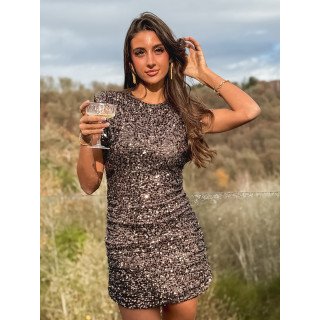 Robe à sequins Lina - Taupe