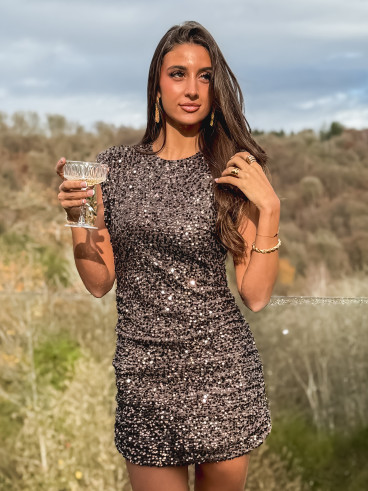Robe à sequins Lina - Taupe