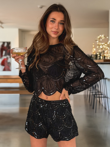 Short à sequins Jamila - Noir