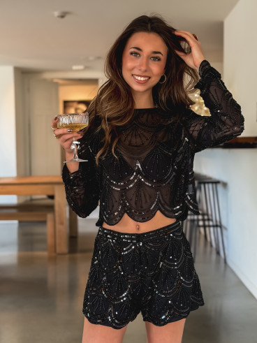 Blouse à sequins Jamila - Noir