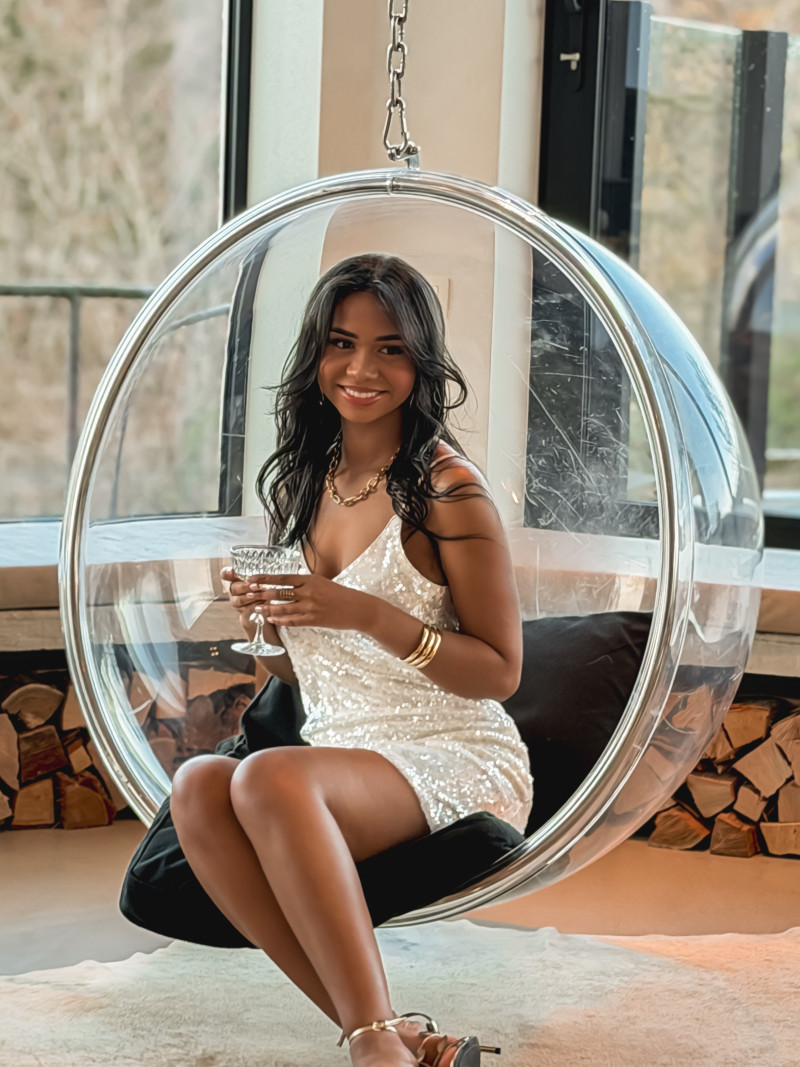 Robe courte à sequins Yvana - Ecru