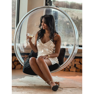 Robe courte à sequins Yvana - Ecru