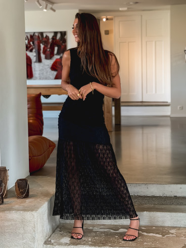 Robe en dentelle Zafina - Noir