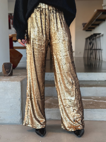 Pantalon à sequins Najoua - Doré