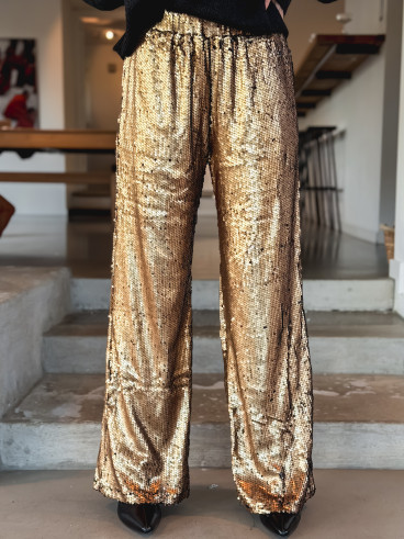 Pantalon à sequins Najoua - Doré