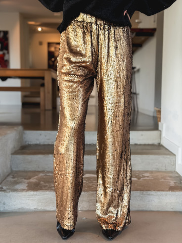 Pantalon à sequins Najoua - Doré