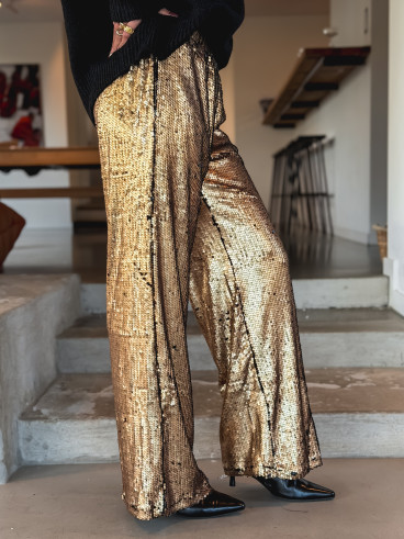 Pantalon à sequins Najoua - Doré