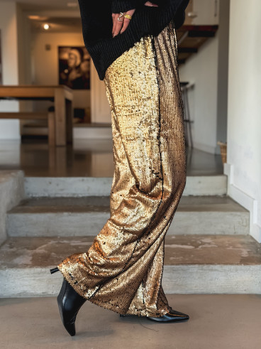 Pantalon à sequins Najoua - Doré