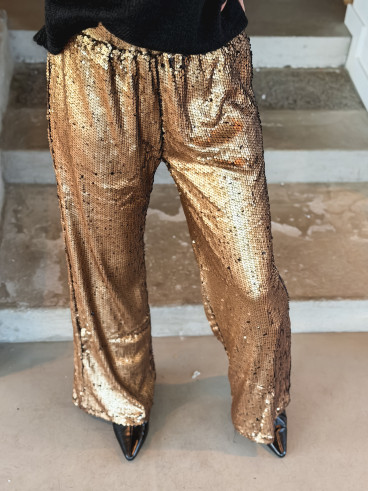 Pantalon à sequins Najoua - Doré