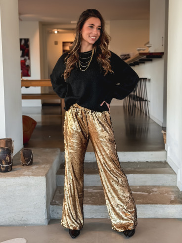 Pantalon à sequins Najoua - Doré