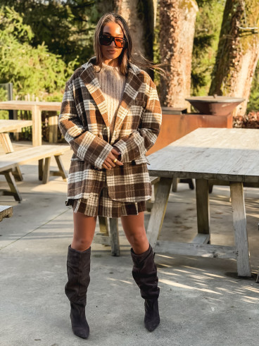 Jupe à carreaux Janny - Chocolat