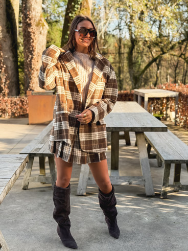 Jupe à carreaux Janny - Chocolat