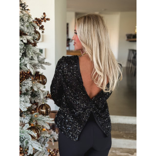 Blouse en sequins Eudalie - Noir