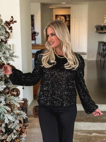 Blouse en sequins Eudalie - Noir