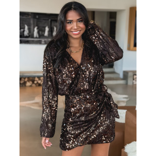 Robe courte à sequins Palma - Chocolat