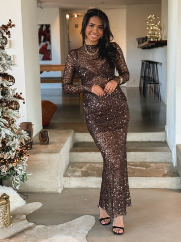 Blouse à sequins Addison - Chocolat