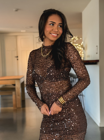 Blouse à sequins Addison - Chocolat