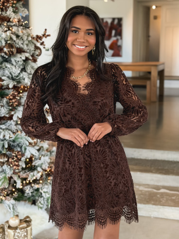 Robe en dentelle Baptista - Chocolat