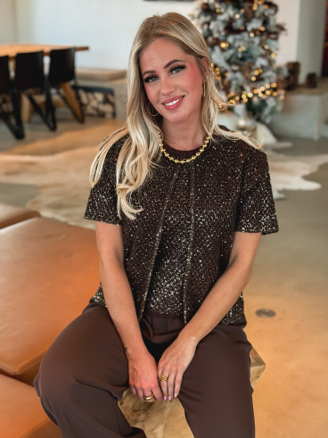 Gilet à sequins Malena - Chocolat