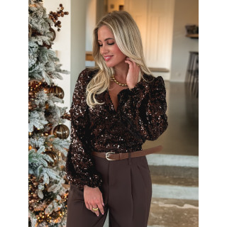 Blouse à sequins Tanya - Chocolat