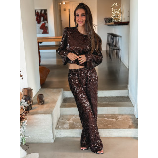 Pantalon à sequins Claira - Chocolat