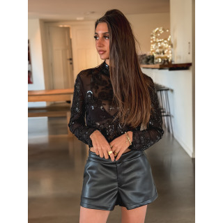 Short en simili Odelinie - Noir