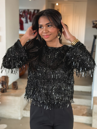 Blouse à sequins Ossana - Noir