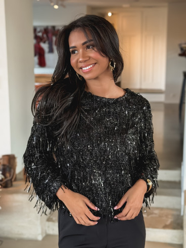 Blouse à sequins Ossana - Noir