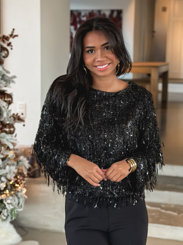 Blouse à sequins Ossana - Noir