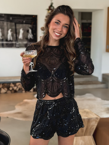 Blouse à sequins Jamila - Noir Blouse à sequins Jamila - Noir