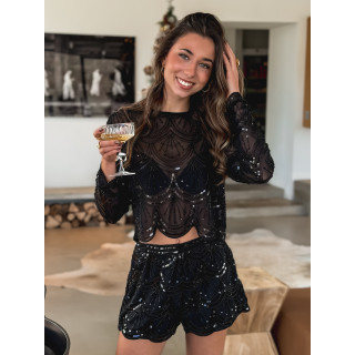 Blouse à sequins Jamila - Noir