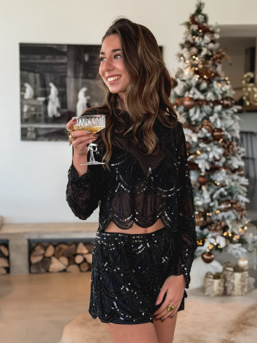 Blouse à sequins Jamila - Noir Blouse à sequins Jamila - Noir