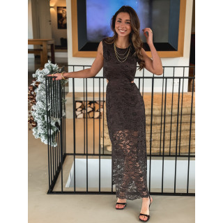 Robe en dentelle Prima - Chocolat