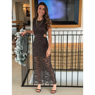 Robe en dentelle Prima - Chocolat