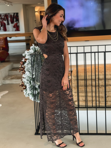 Robe en dentelle Prima - Chocolat