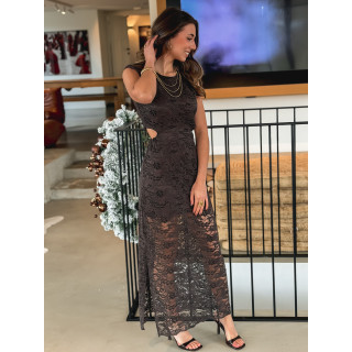 Robe en dentelle Prima - Chocolat