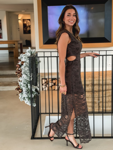 Robe en dentelle Prima - Chocolat