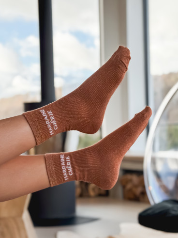 Chaussette "Marraine Chérie" - Camel