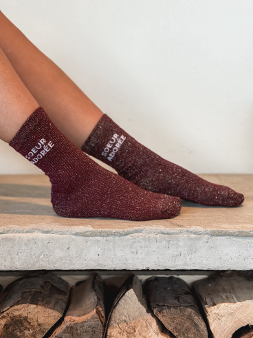 Chaussettes "Soeur adorée" - Bordeaux