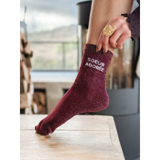 Chaussettes "Soeur adorée" - Bordeaux