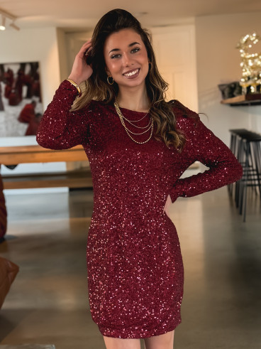 Robe à sequins Violaine - Bordeaux