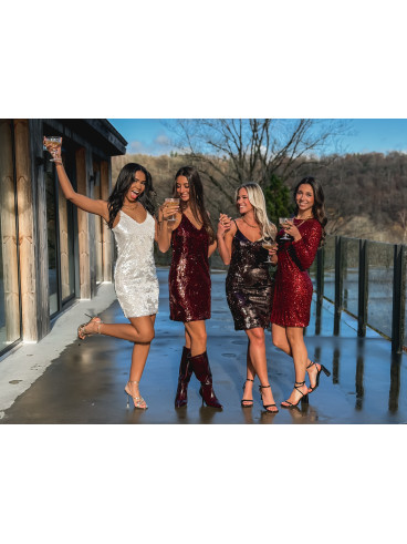 Robe à sequins Violaine - Bordeaux