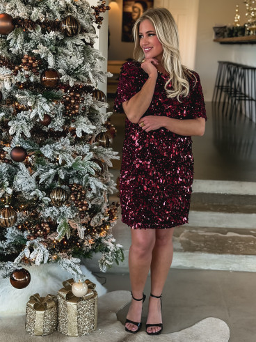 Robe courte à sequins Vienna - Bordeaux Robe courte à sequins Vienna - Bordeaux